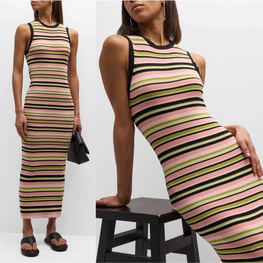 ATM Anthony Thomas Melillo Stripe Rib Knit Tank Dress